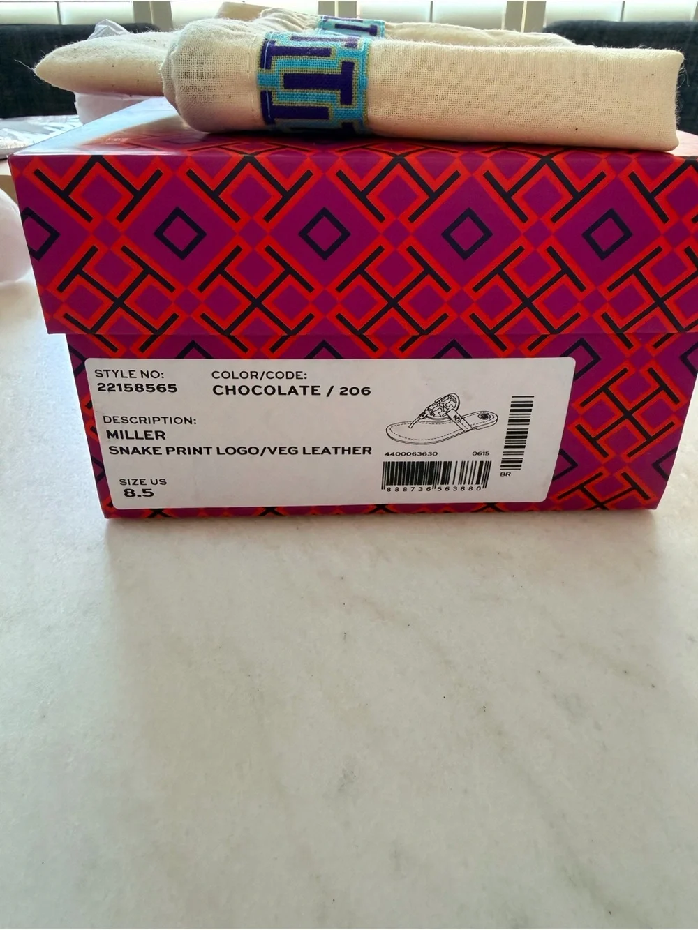 Tory Burch Dark Brown Miller Logo Leather Thong Sandals